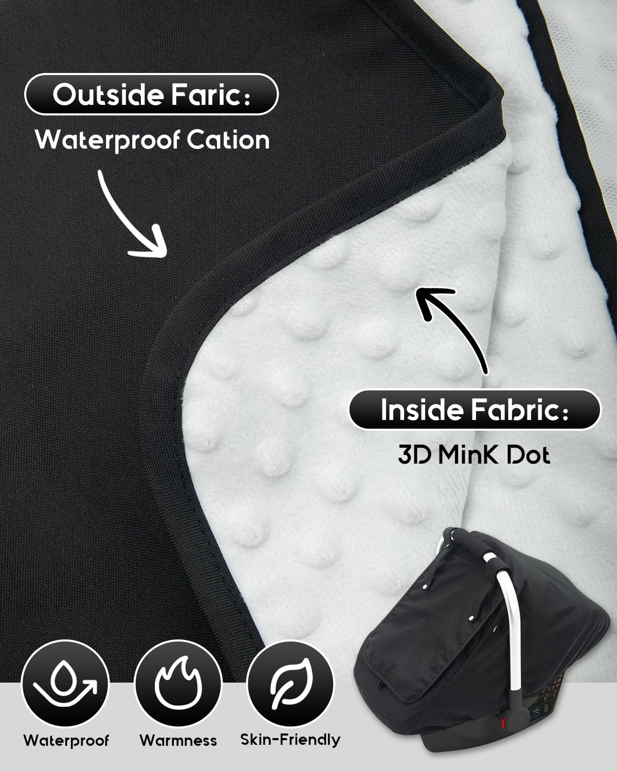 Kaseeous 3D Mink Dot material provides a soft inner touch for soothing baby.
