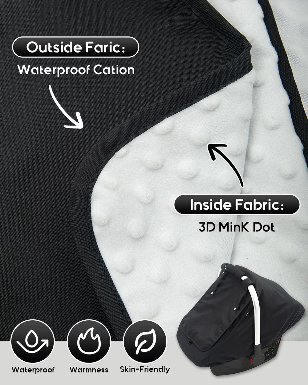 Kaseeous 3D Mink Dot material provides a soft inner touch for soothing baby.