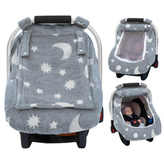 Kaseeous baby car seat cover in plush fleece reduces dust exposure.