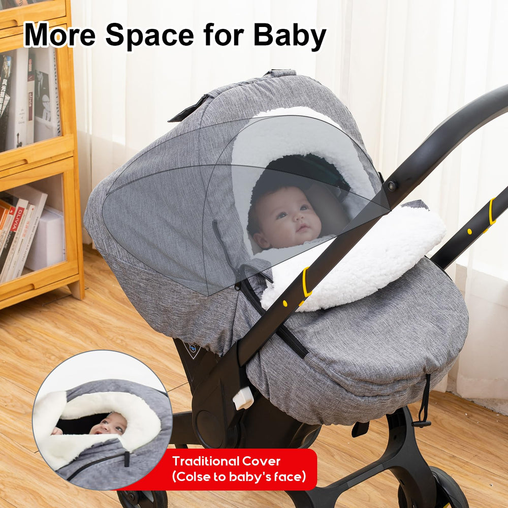Expanded interior space of the cover allowing baby movement.