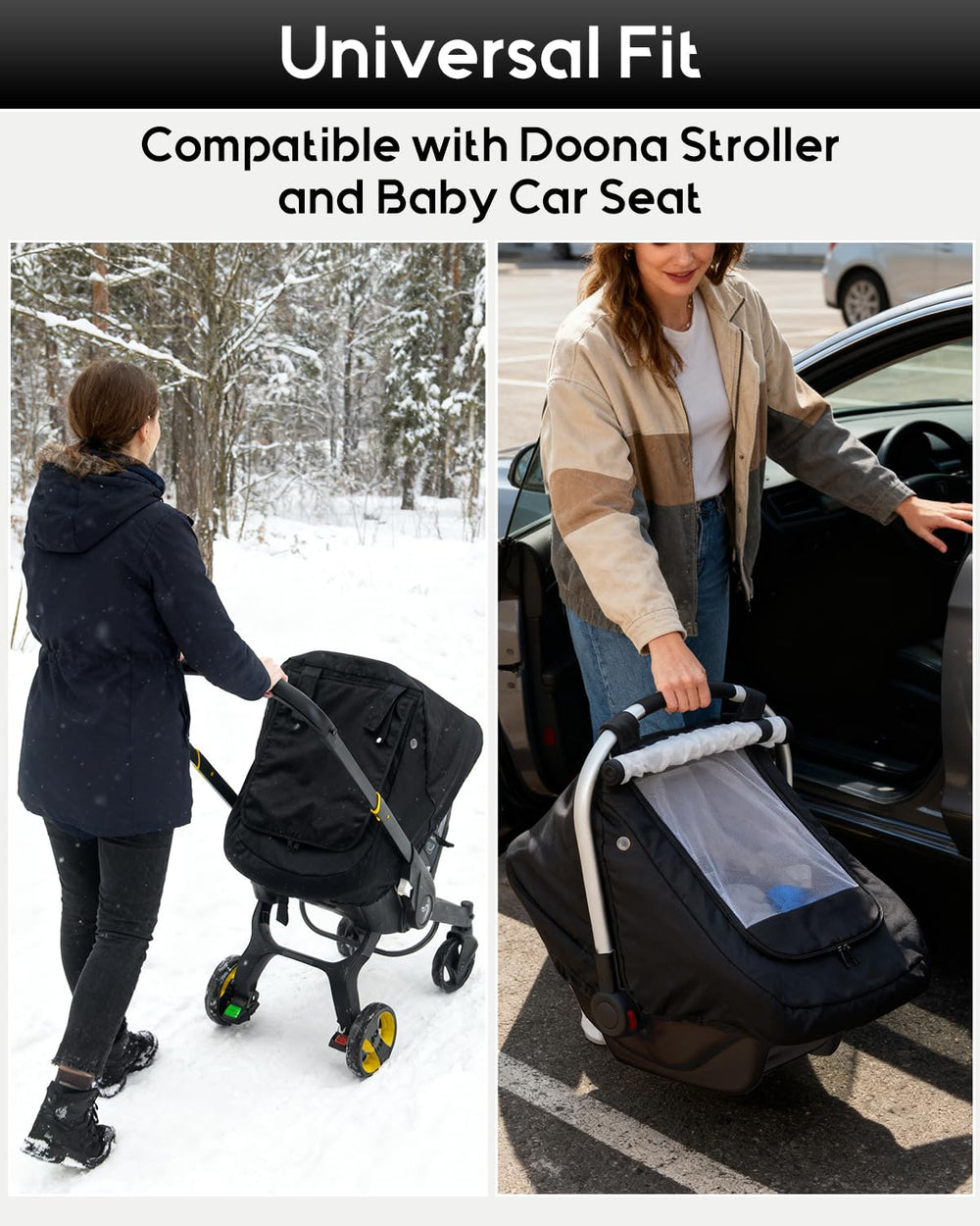 Kaseeous universal compatibility fits most infant car seats and strollers.
