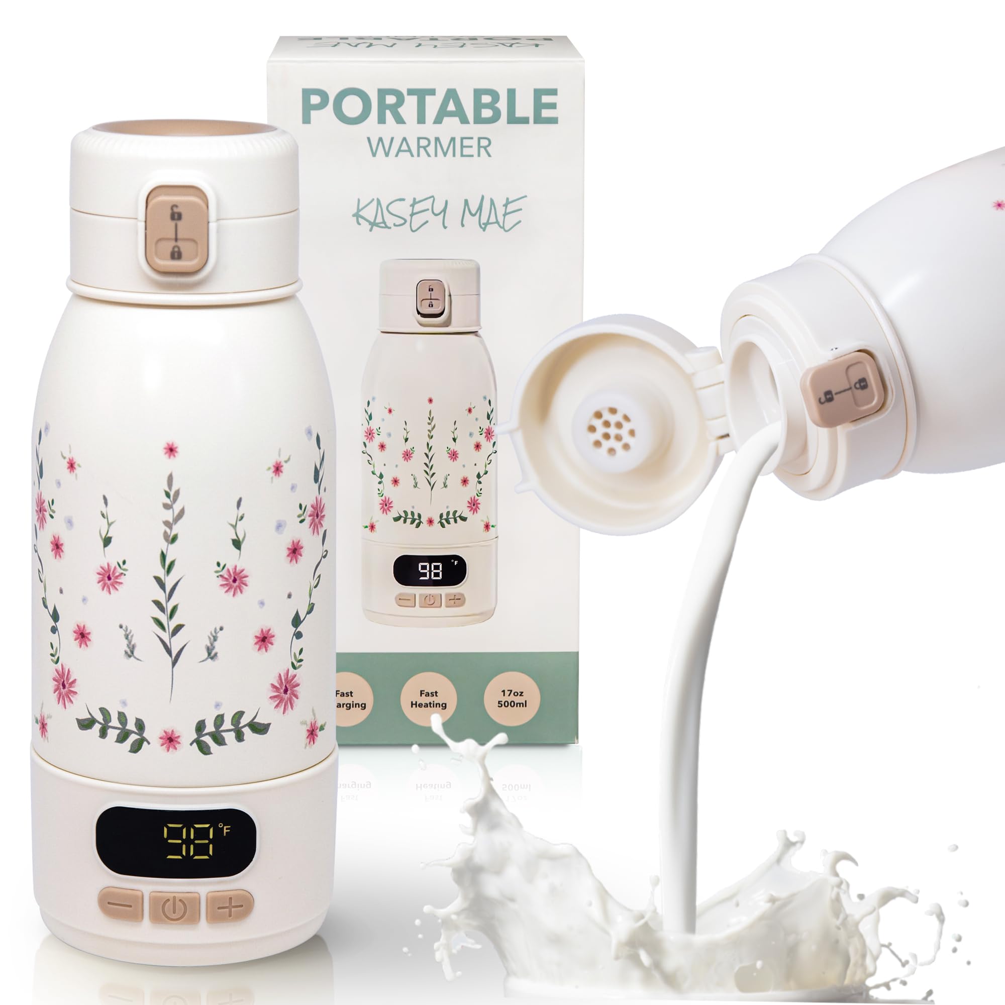 KASEY MAE portable bottle warmer 17oz capacity ideal for travel and on-the-go feeds.
