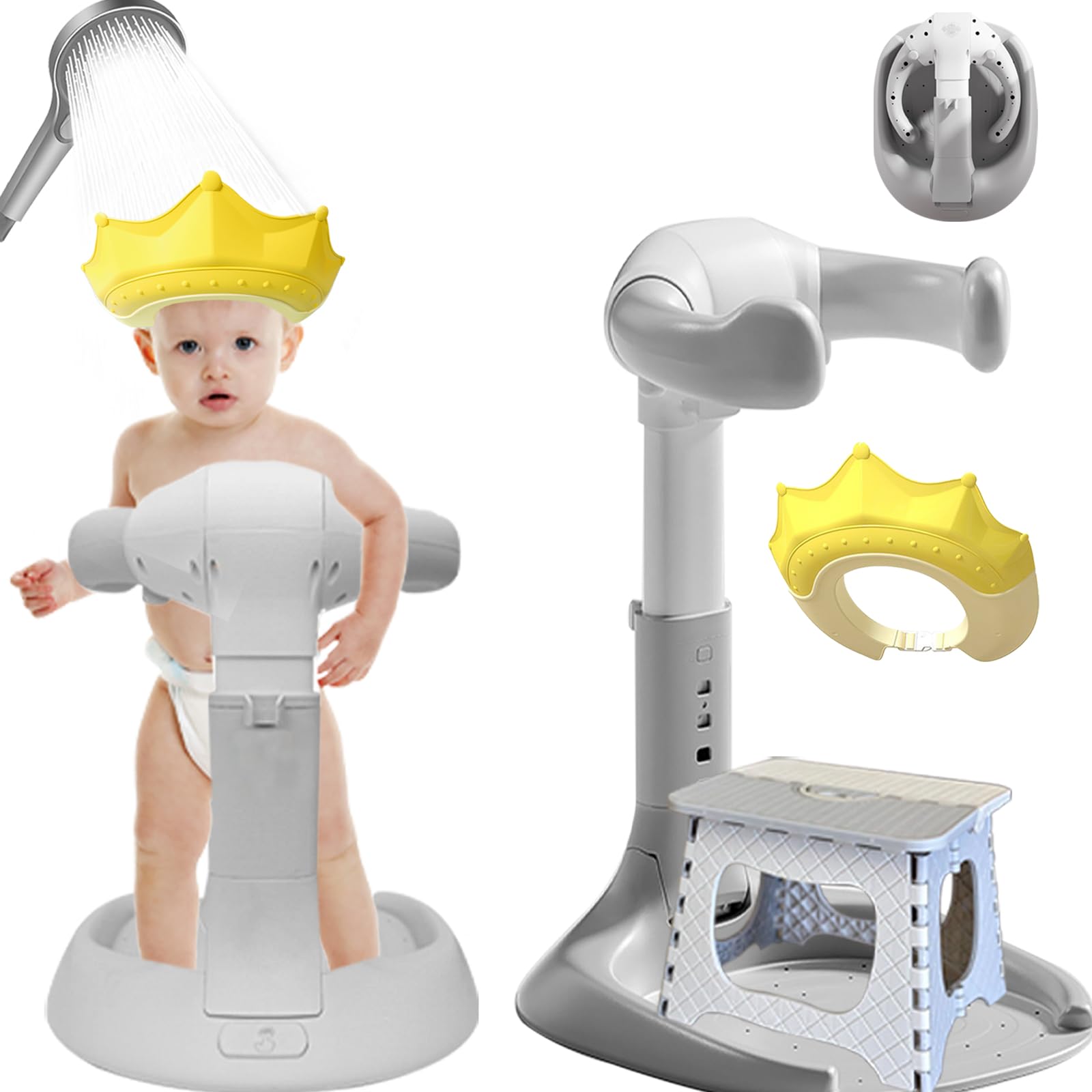 KAshack 3-in-1 baby shower stand folded for compact storage and travel