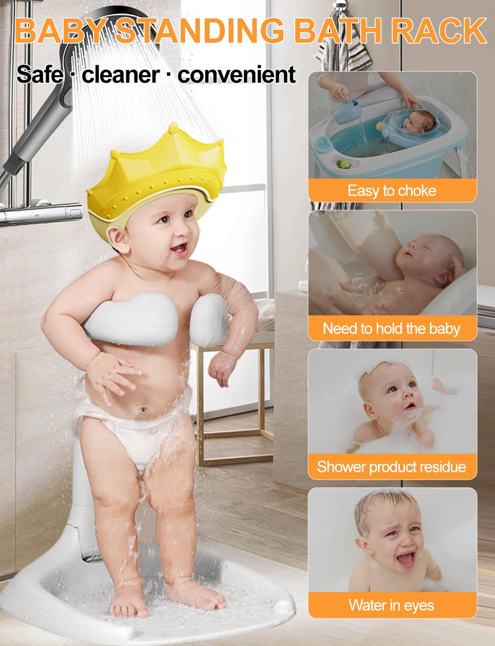 KAshack 3-in-1 with safety rails supports secure infant baths