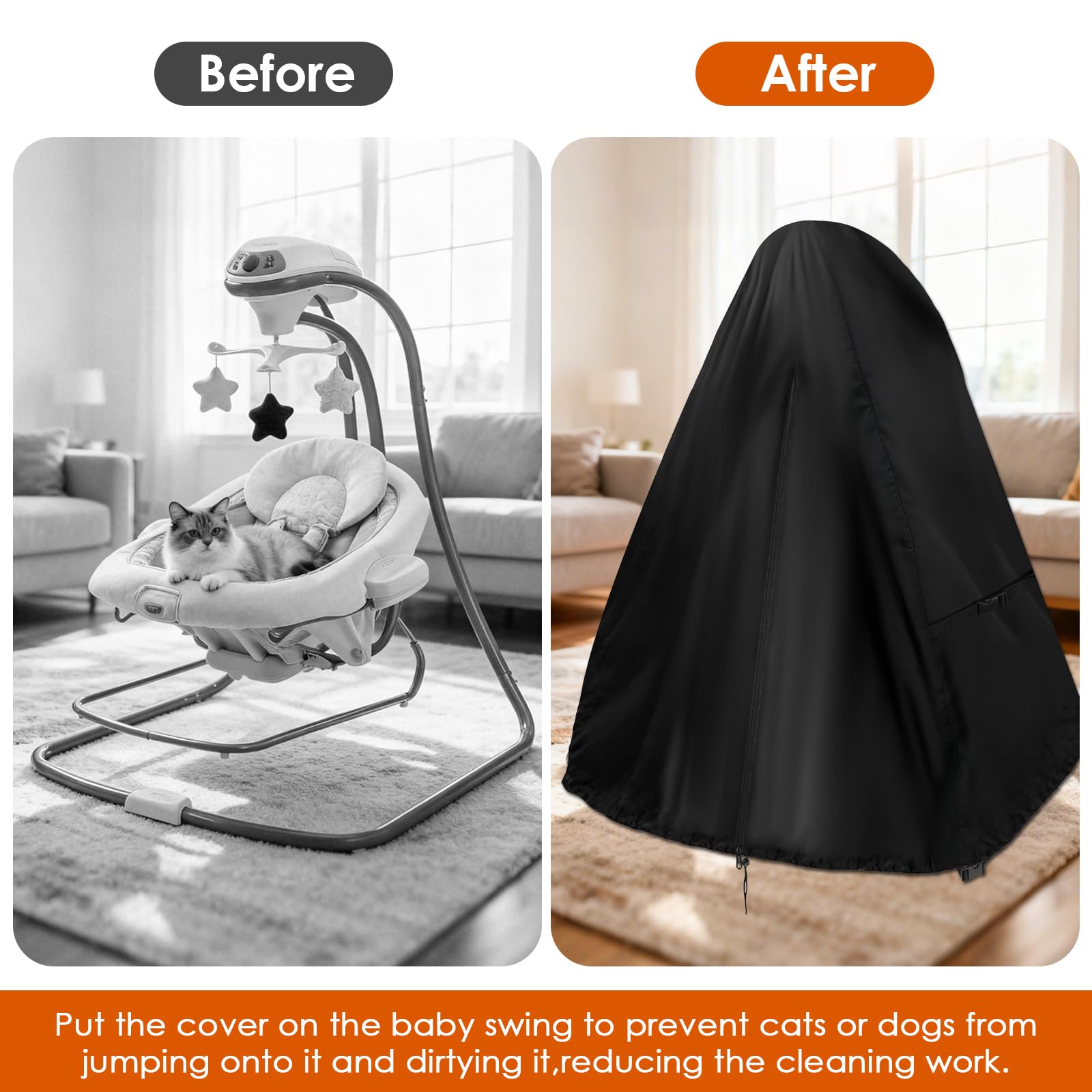 Kasla Baby Swing Cover dustproof design keeps swing clean when stored.