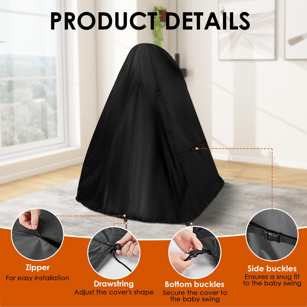 Kasla Baby Swing Cover waterproof fabric guards against spills and rain.