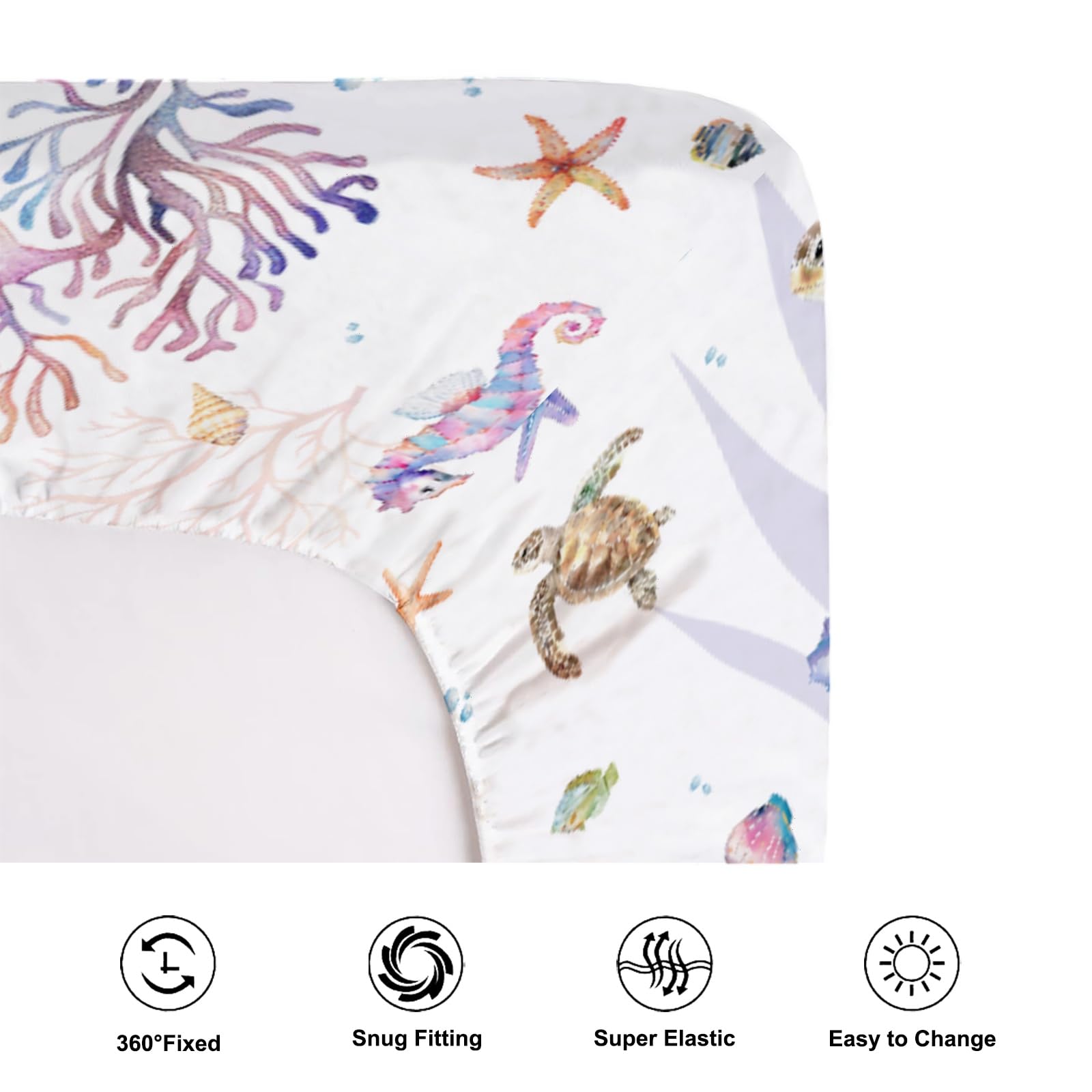 KASTLEE watercolor pattern crib sheet emphasizes playful art and easy maintenance