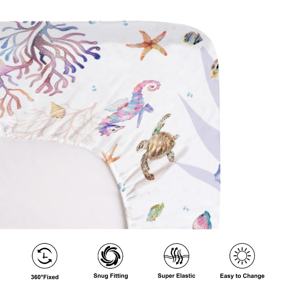 KASTLEE watercolor pattern crib sheet emphasizes playful art and easy maintenance