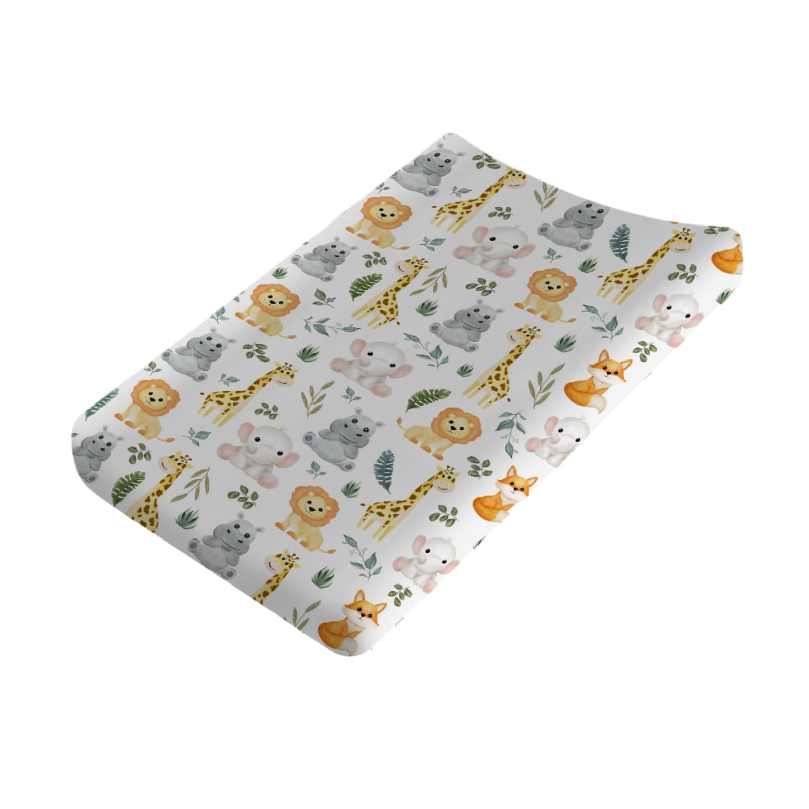 KASTLEE Jungle Safari elephant changing pad cover provides soft comfort during diaper changes.