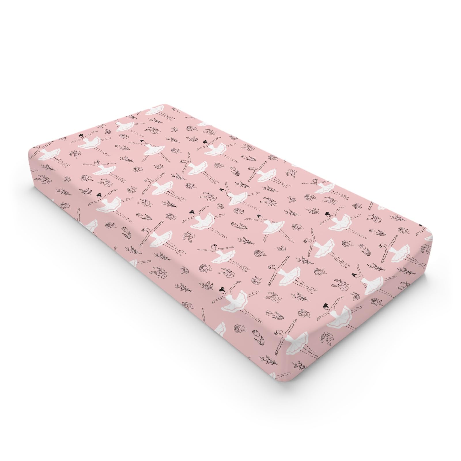 KASTLEE Pink Ballet changing pad cover laid flat showing soft, breathable fabric.