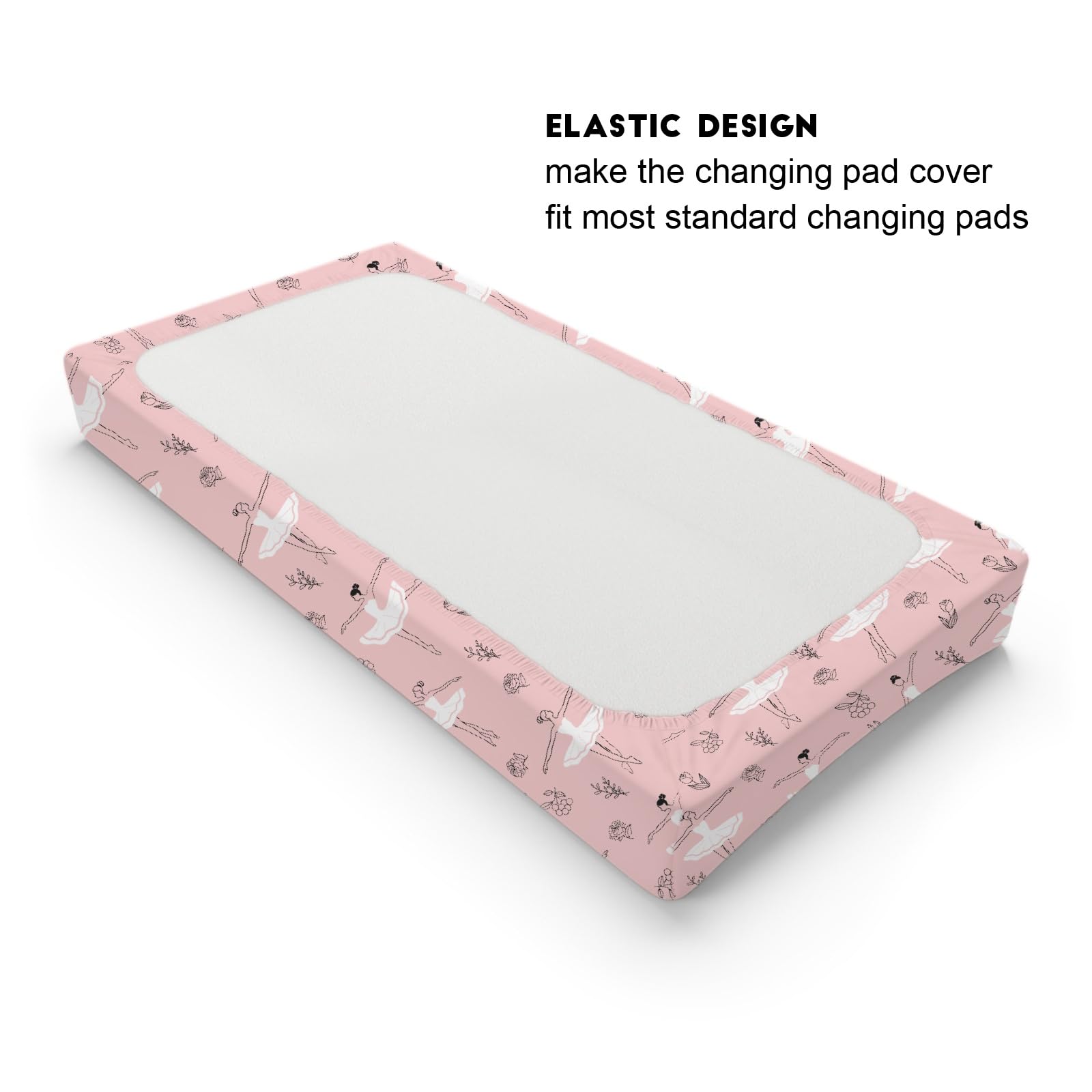 Close-up of the Pink Ballet pattern adds graceful charm to nursery decor by KASTLEE.