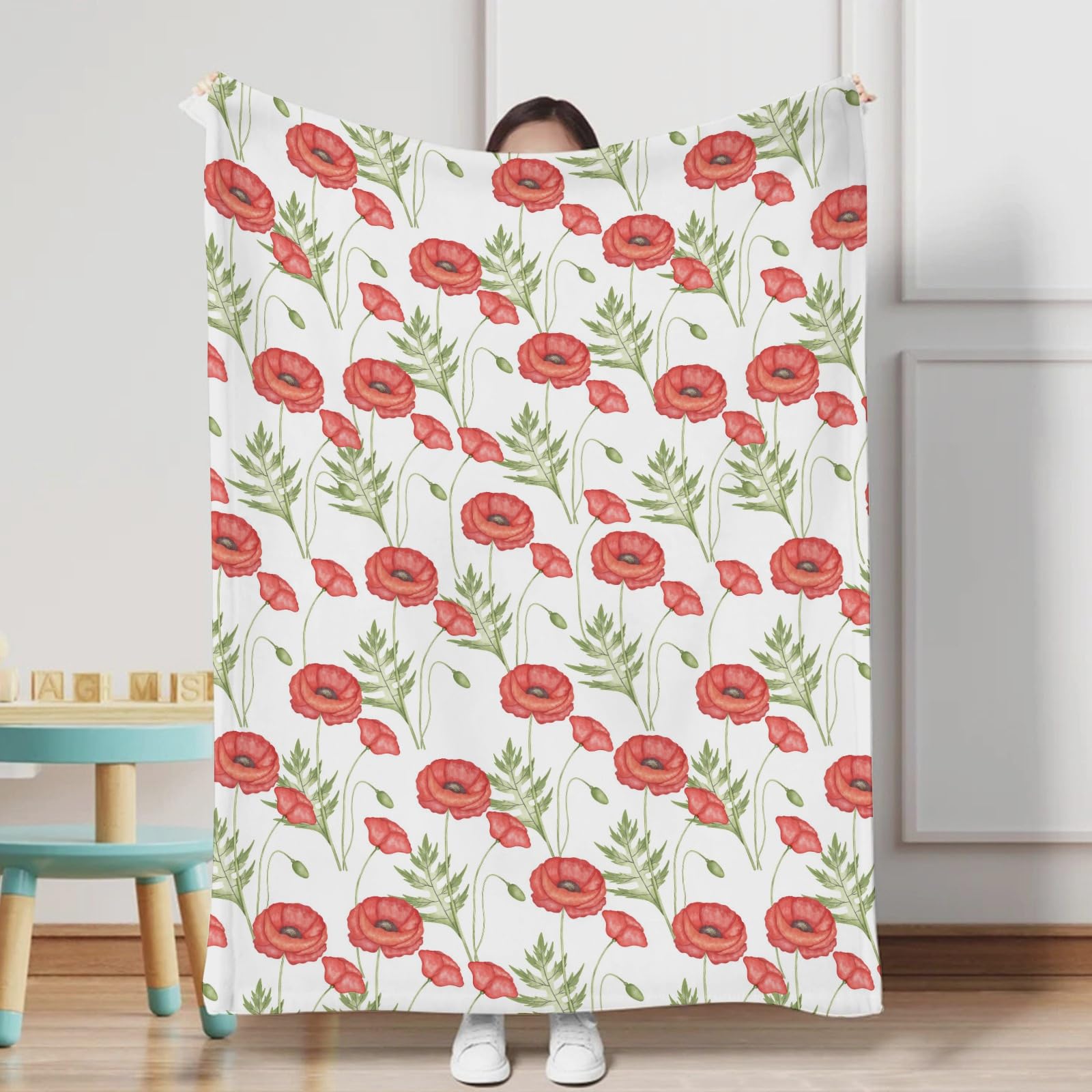 KASTLEE red floral spring blossom blanket 30x40 adds vibrant nursery decor and comfort.