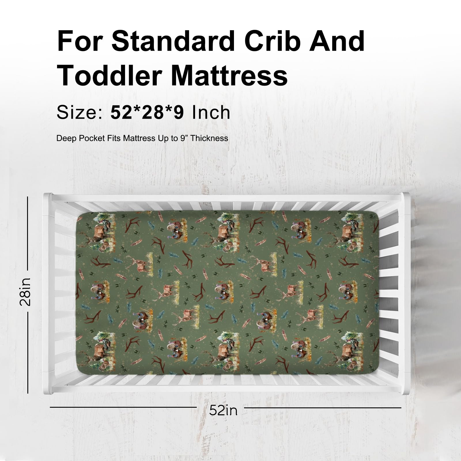 KASTLEE turkey hunting pattern crib sheet brightens nursery and fits standard mattresses.