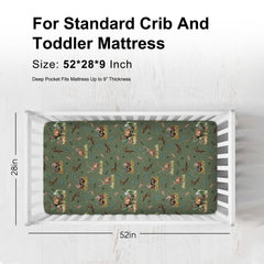 KASTLEE turkey hunting pattern crib sheet brightens nursery and fits standard mattresses.