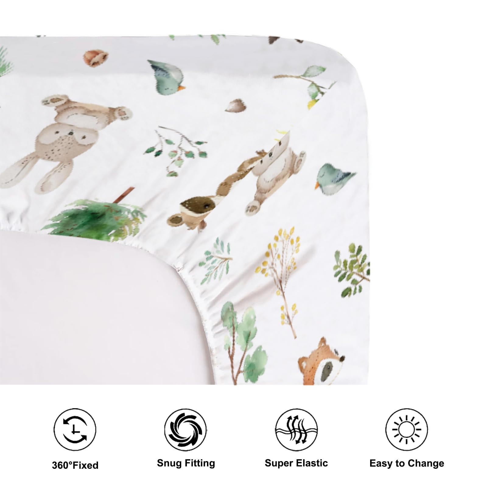 KASTLEE watercolor bird crib sheet enhances a gentle nursery vibe