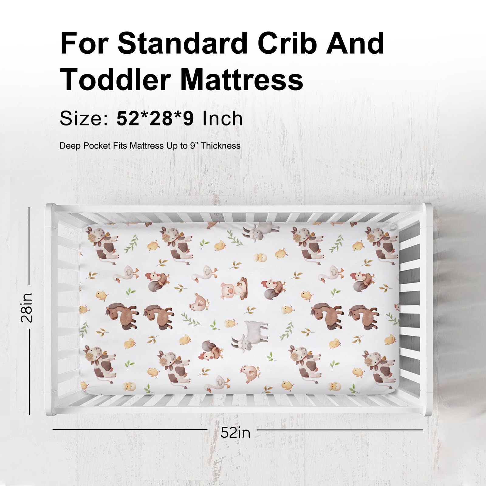KASTLEE watercolor farm life horse crib sheet; vibrant design and gentle touch.