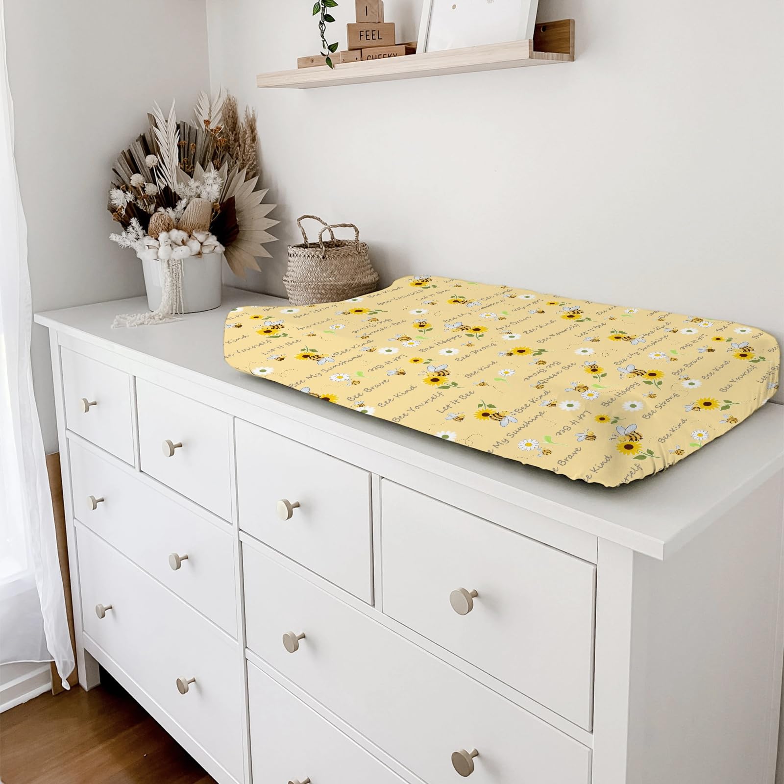 KASTLEE Yellow floral bees print brightens nursery decor and mood