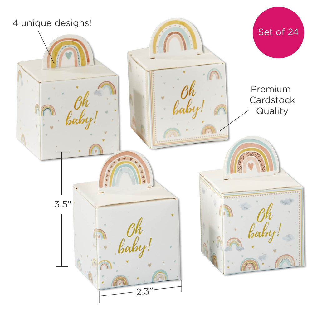 Tablescape display with Boho Rainbow favor boxes near the guest book