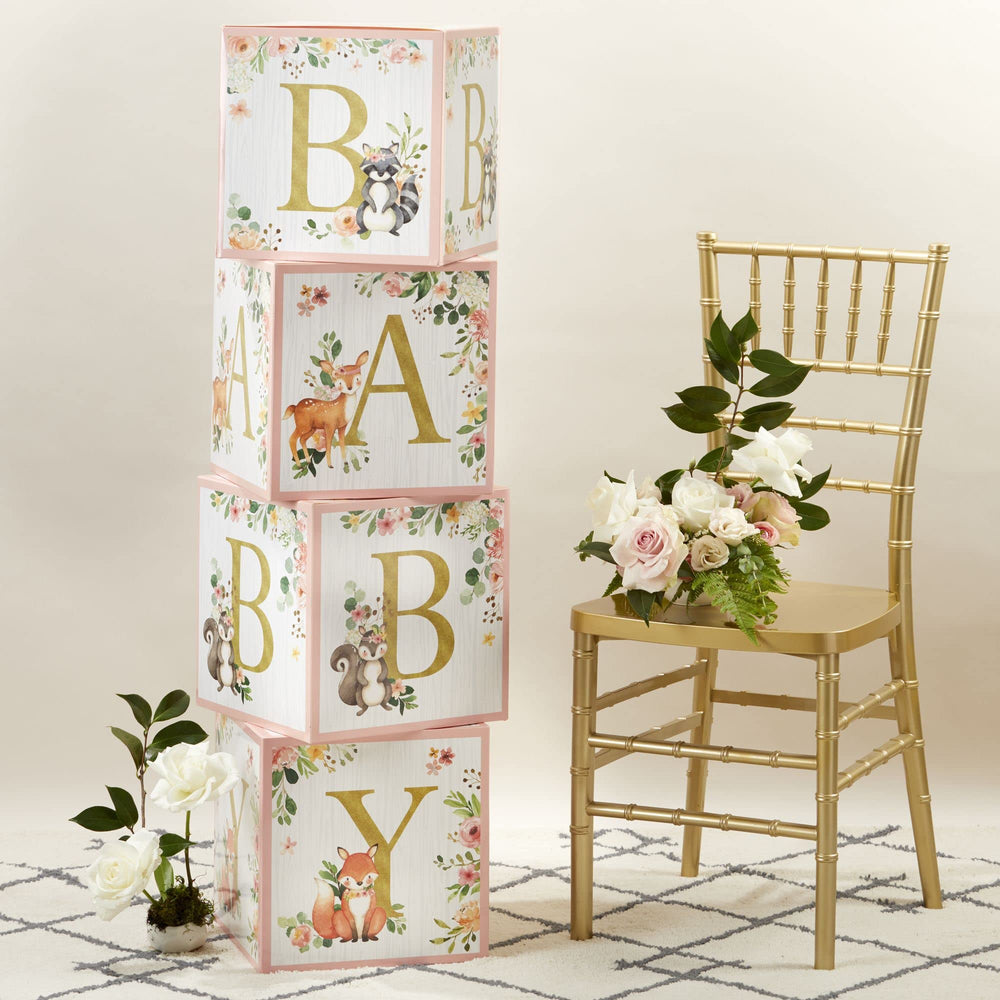 Kate Aspen Pink Woodland Baby Boxes bring nursery decor and photo-ready charm.