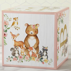 Kate Aspen Pink Woodland Baby Boxes serve as a versatile photo prop at showers.