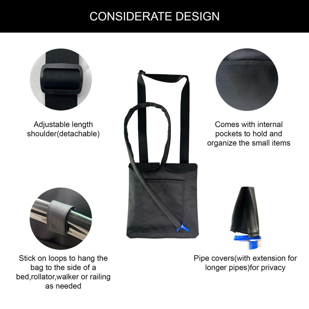 Kate Brothers Catheter Bag Holder strap detail for crossbody wear.