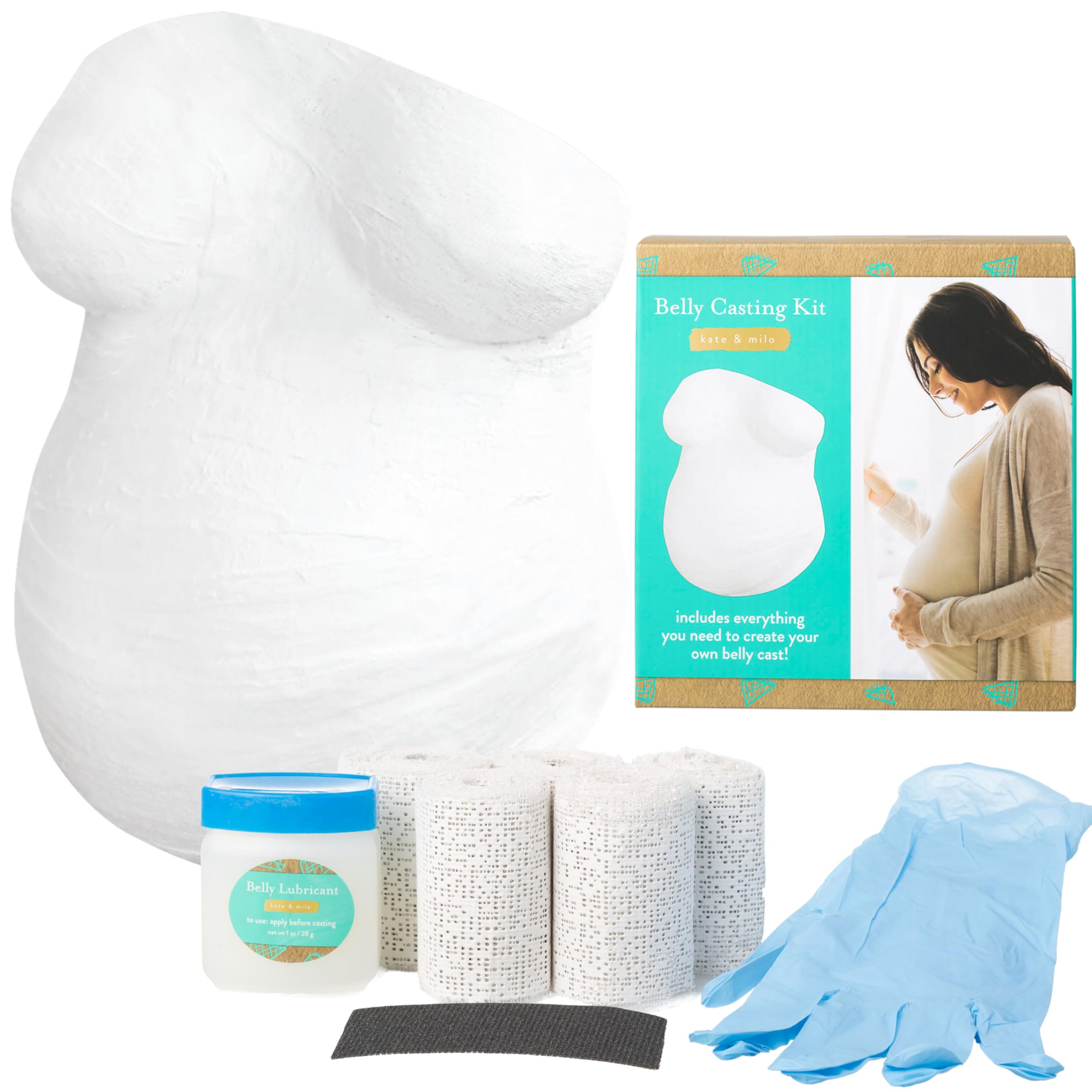 Kate & Milo belly casting kit unboxing reveals complete materials for a memorable prenatal keepsake.