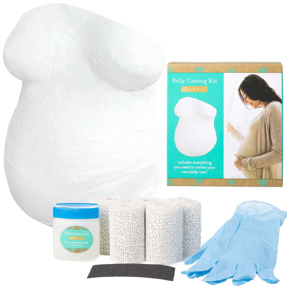 Kate & Milo belly casting kit unboxing reveals complete materials for a memorable prenatal keepsake.