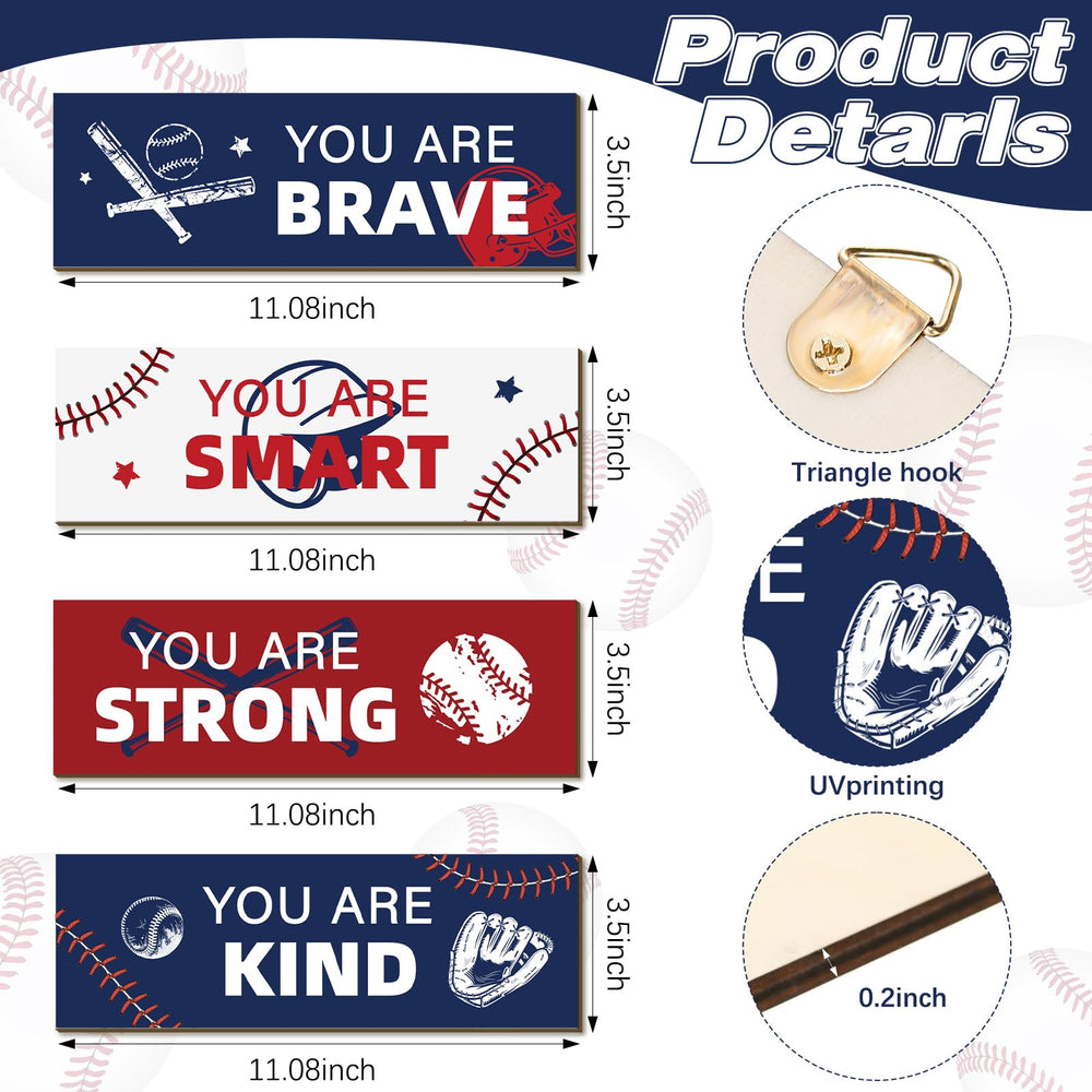 Kathfly wooden baseball sign with motivational quote adds energy to classrooms