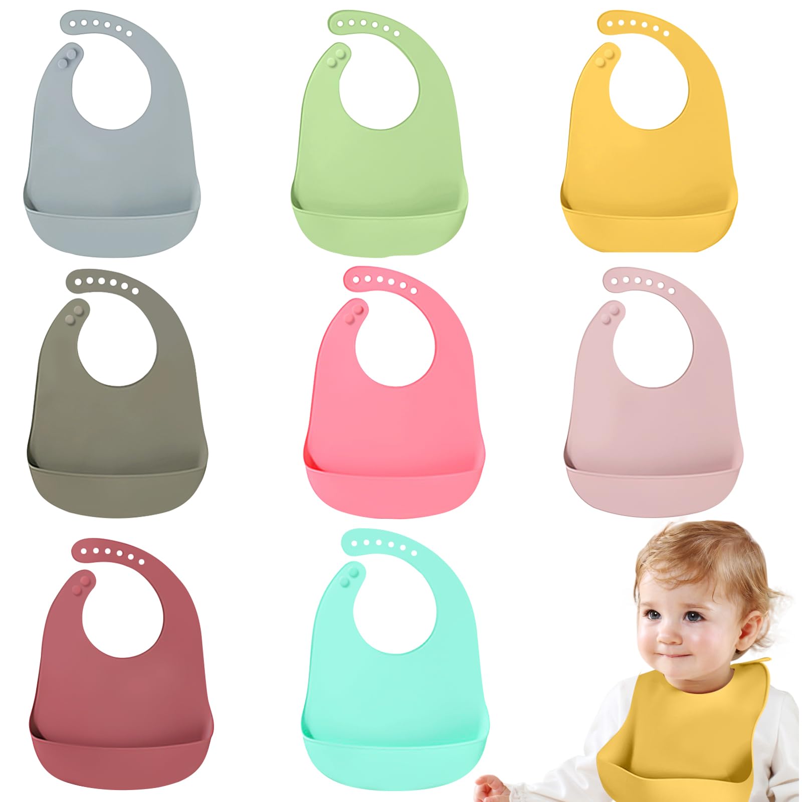 Katieyca silicone bibs colorful set for easy meal mess management
