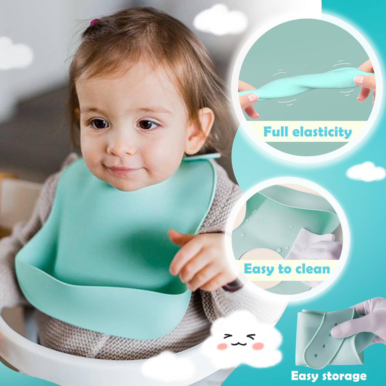 Katieyca silicone bibs deep pocket catches crumbs and spills