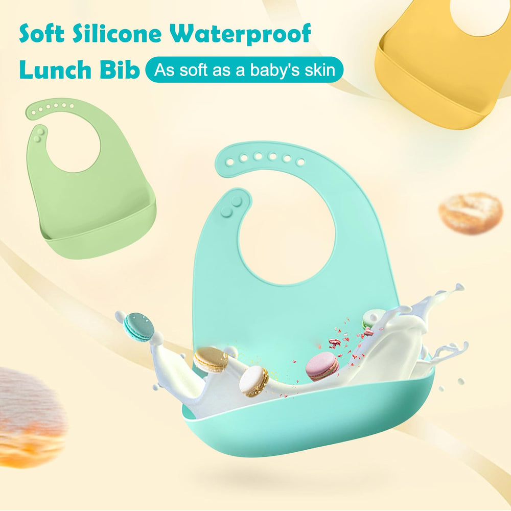 Katieyca silicone bibs easy to clean and store after meals