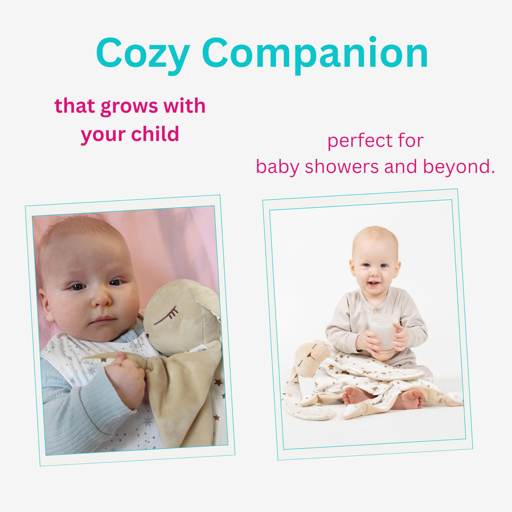 Katiia Joy Bunny Lovey sized 16x14 inches for growing babies.