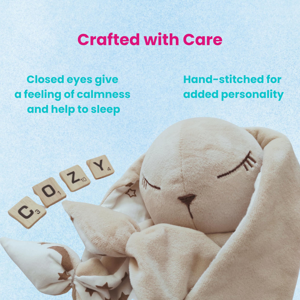Katiia Joy Bunny Lovey soft texture close-up for sensory comfort.