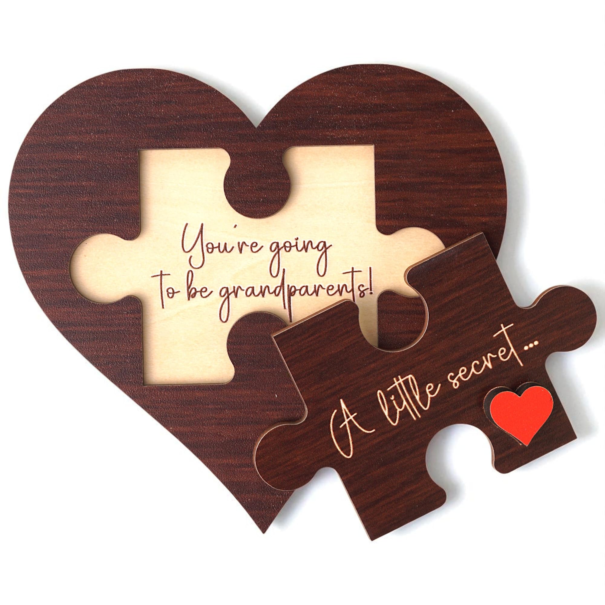KATINAT grandparent reveal heart puzzle, a heartfelt pregnancy announcement for grandparents