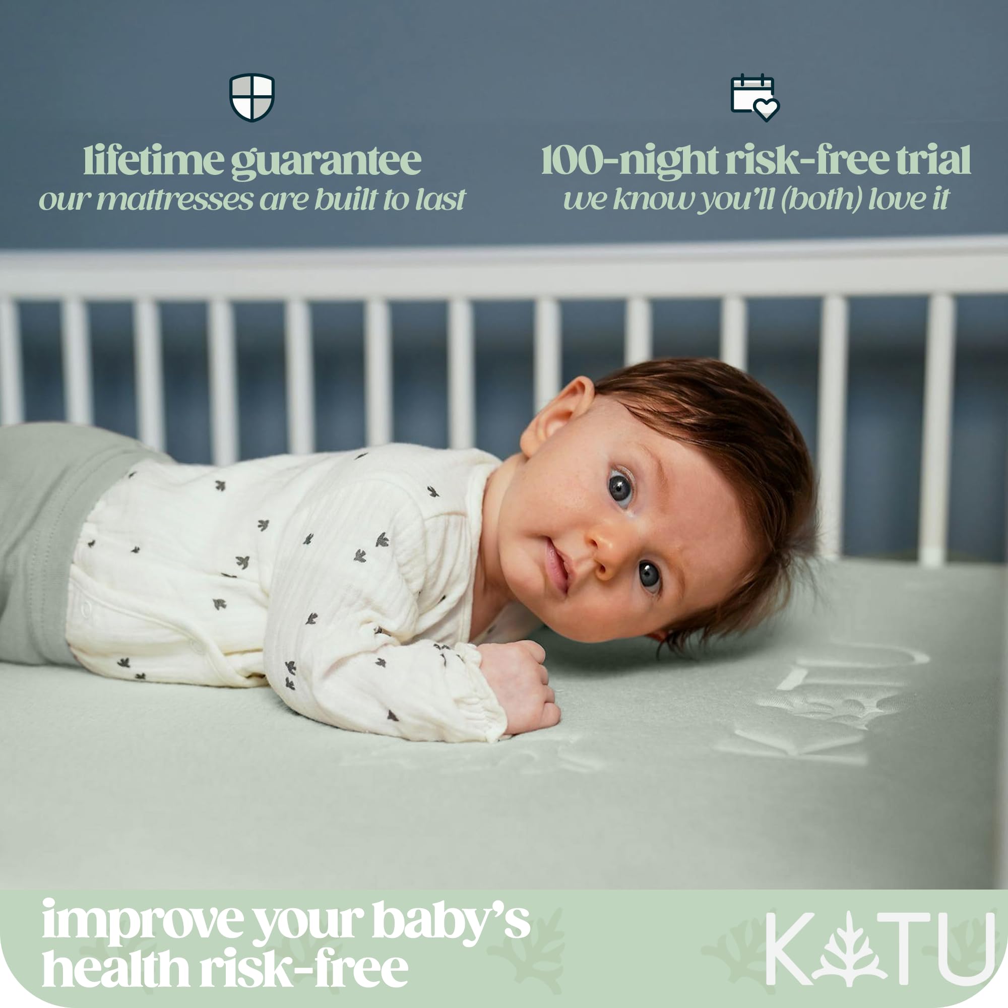 KATU plastic-free eco-friendly crib mattress supports healthy baby sleep.