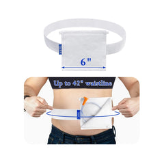 KAVIL feeding-tube belt holder front view shows secure positioning for PEG or G tubes.