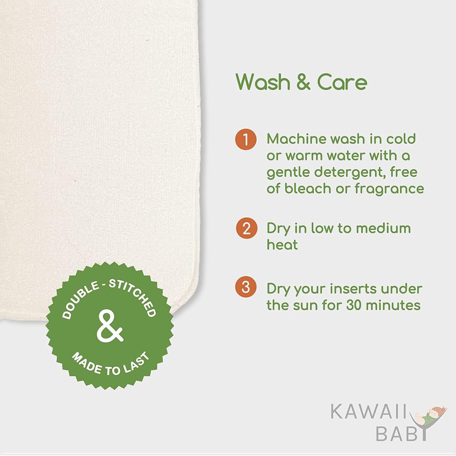 Biodegradable diaper liner paired with KaWaii Baby insert for easier cleanup.