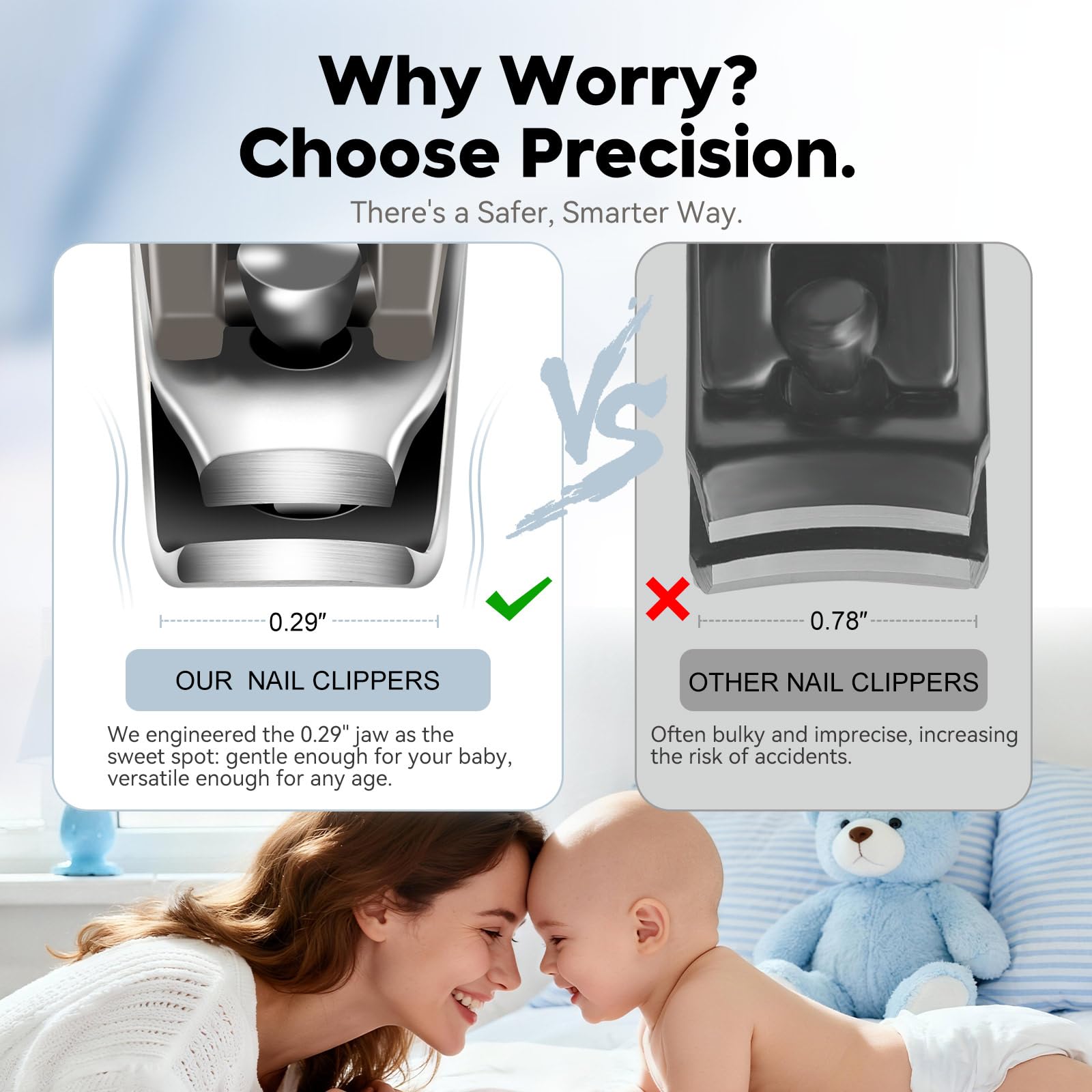 KAYALIKES newborn nail trimmer in stainless steel for precise grooming.