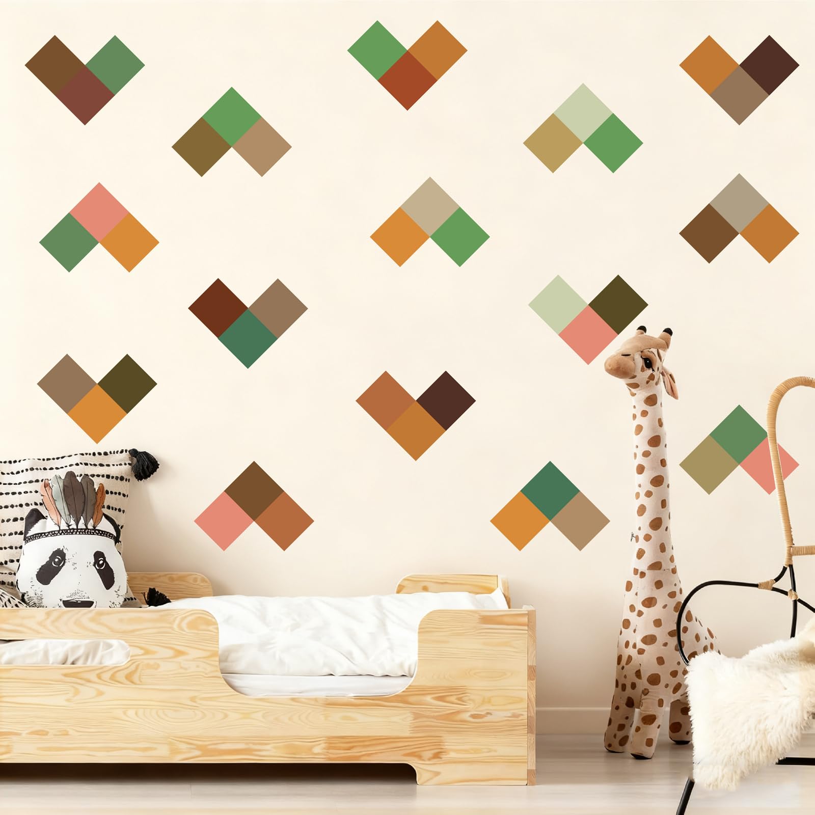 Kazova color-block decals add subtle earth tones to interiors