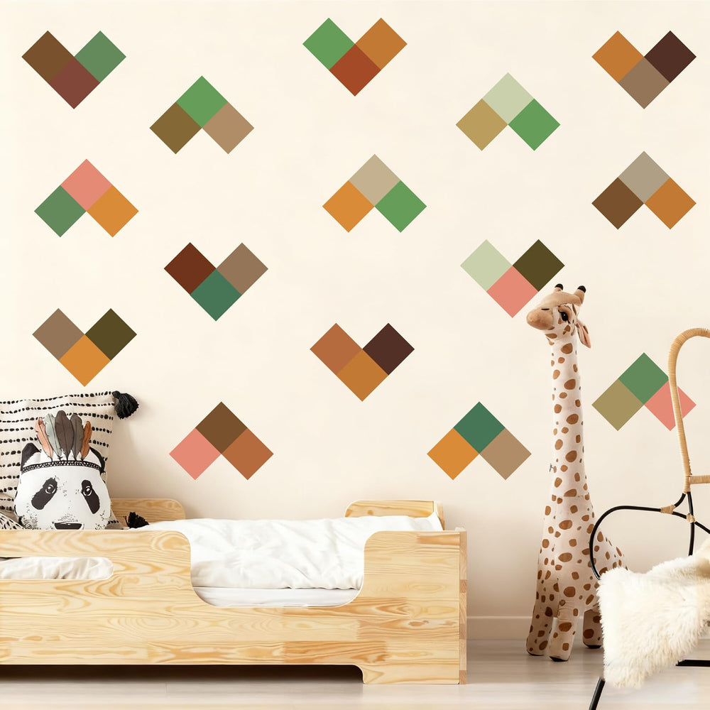 Kazova color-block decals add subtle earth tones to interiors