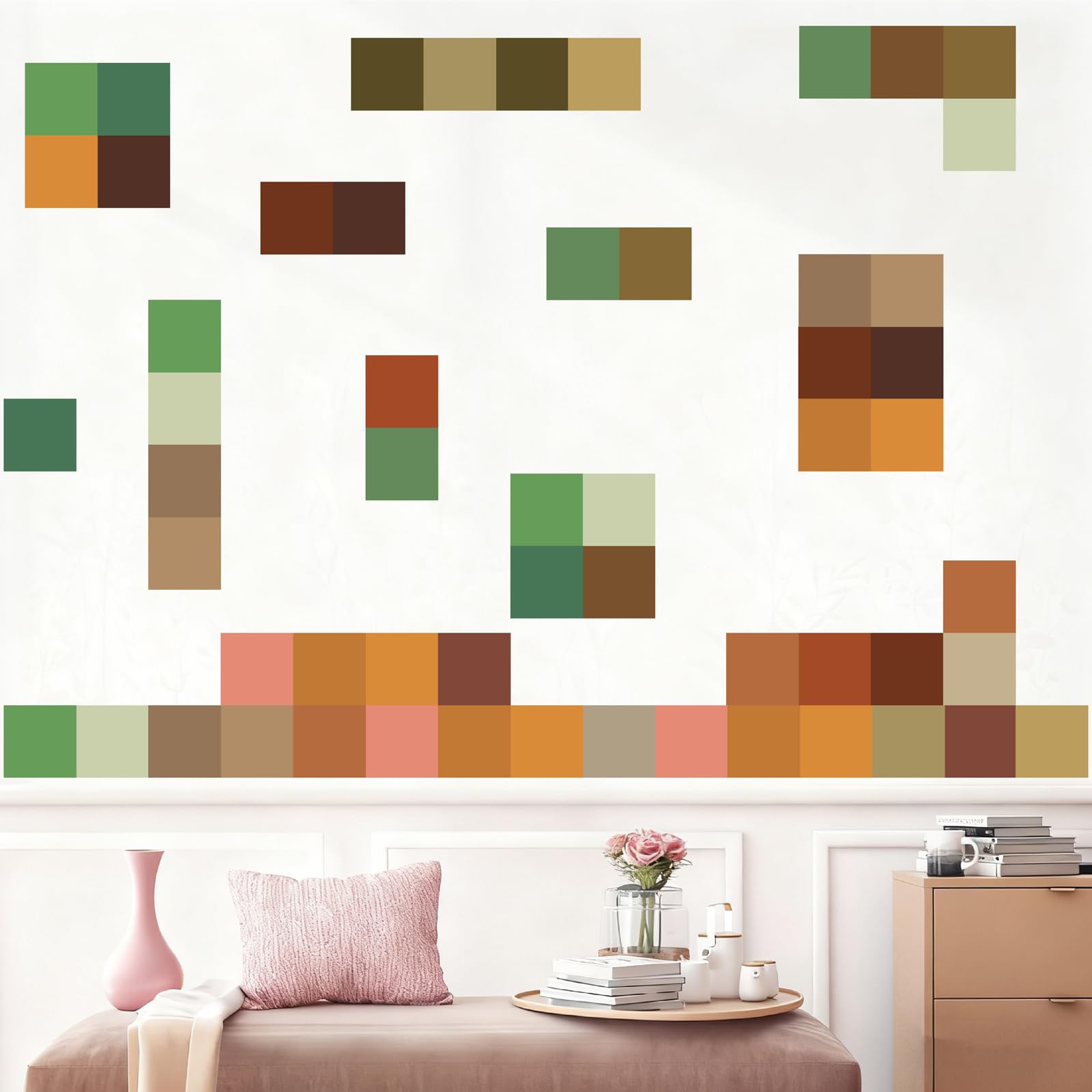 Kazova Pixel Block wall decals border design enhances playroom geometry