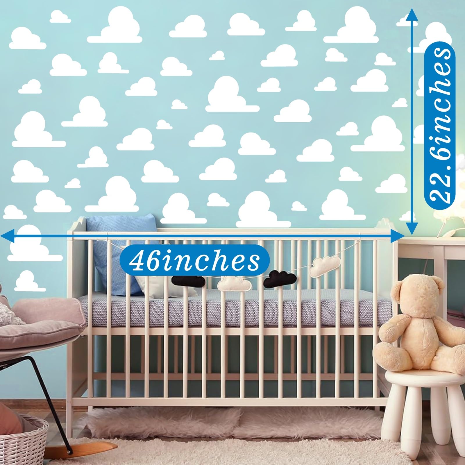 Kazova wall decor idea for kid's room using cloud decals