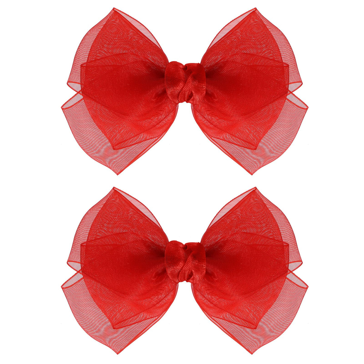 KCHIES 4in red mesh bow clip front view, adds effortless style to daily outfits