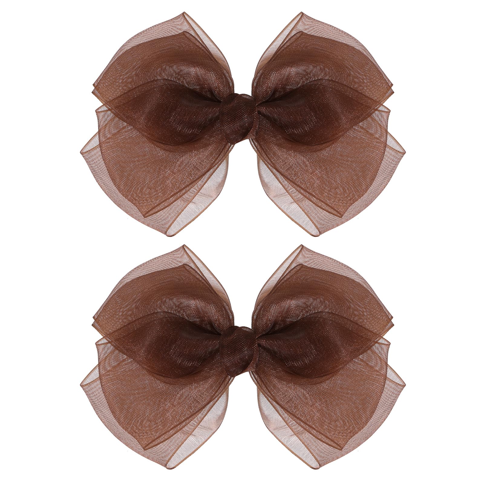 KCHIES brown mesh hair bow with secure clip for versatile styling