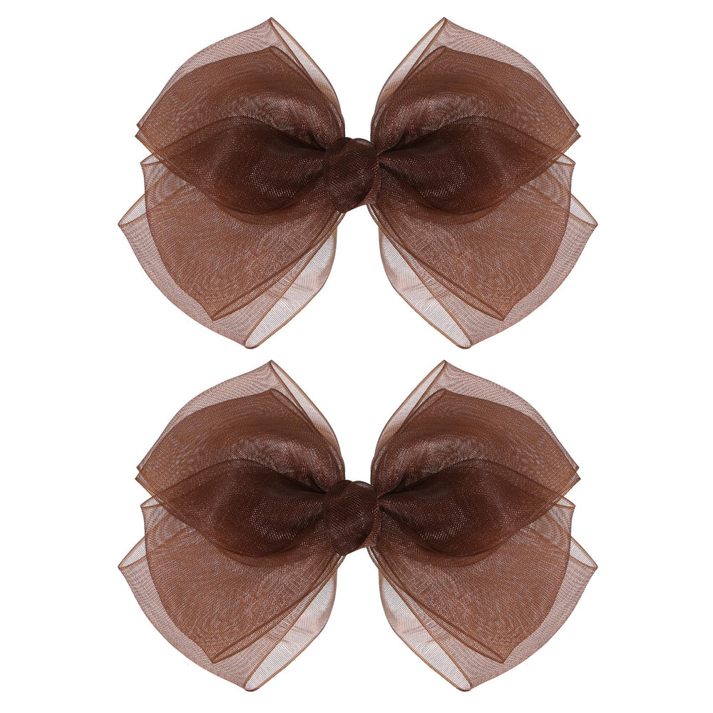 KCHIES brown mesh hair bow with secure clip for versatile styling