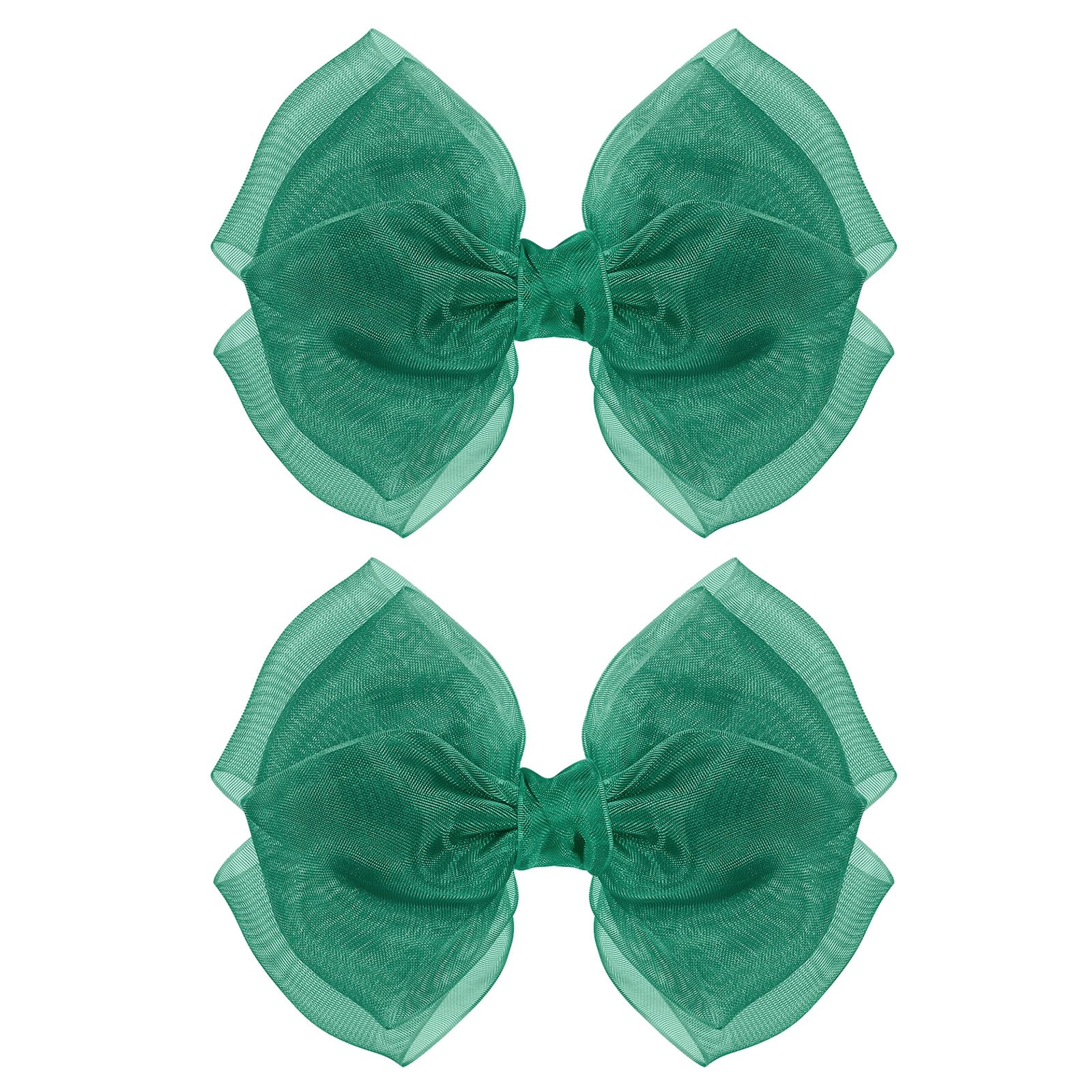 KCHIES hunter green mesh bow clip in 4-inch size for secure, comfortable wear