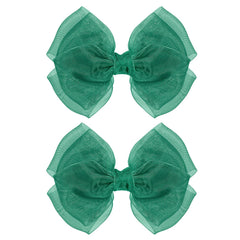 KCHIES hunter green mesh bow clip in 4-inch size for secure, comfortable wear