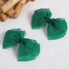 KCHIES organza double bow hair pin with durable alligator clip for elegance