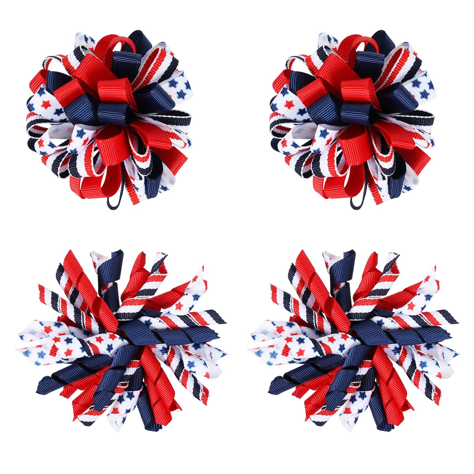 KCHIES patriotic korker bows on clip add festive color to red, white, and blue outfits.
