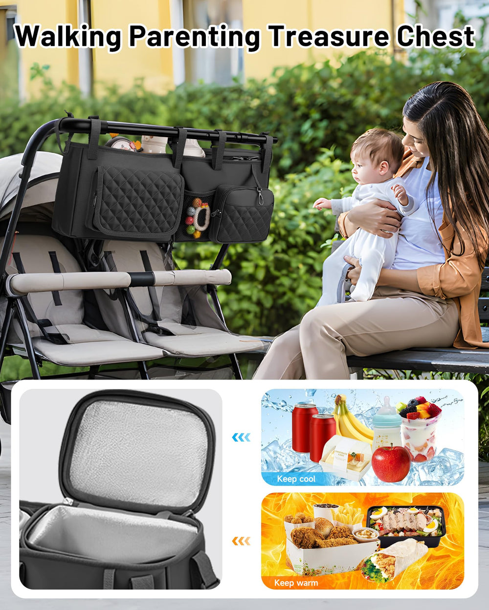 kcross adjustable mounting system fits most double stroller bars